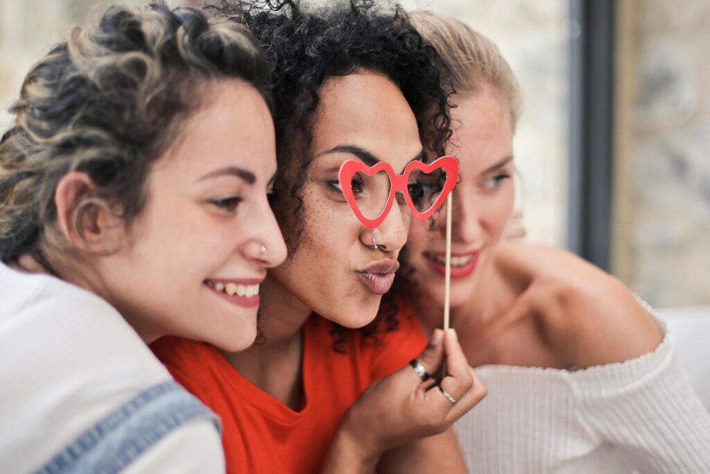 Three friends taking a picture together