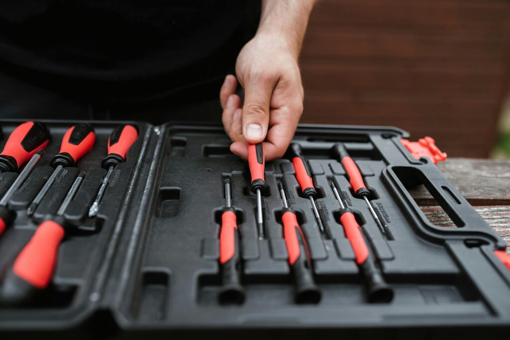 Man selecting power tools